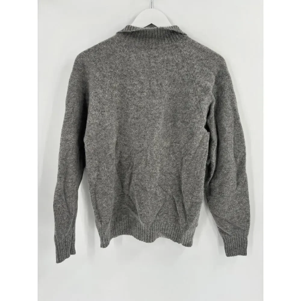 White Wheeler & Martha Sweater Womens Medium Gray Wool Rabbit Hair 1/4 Button